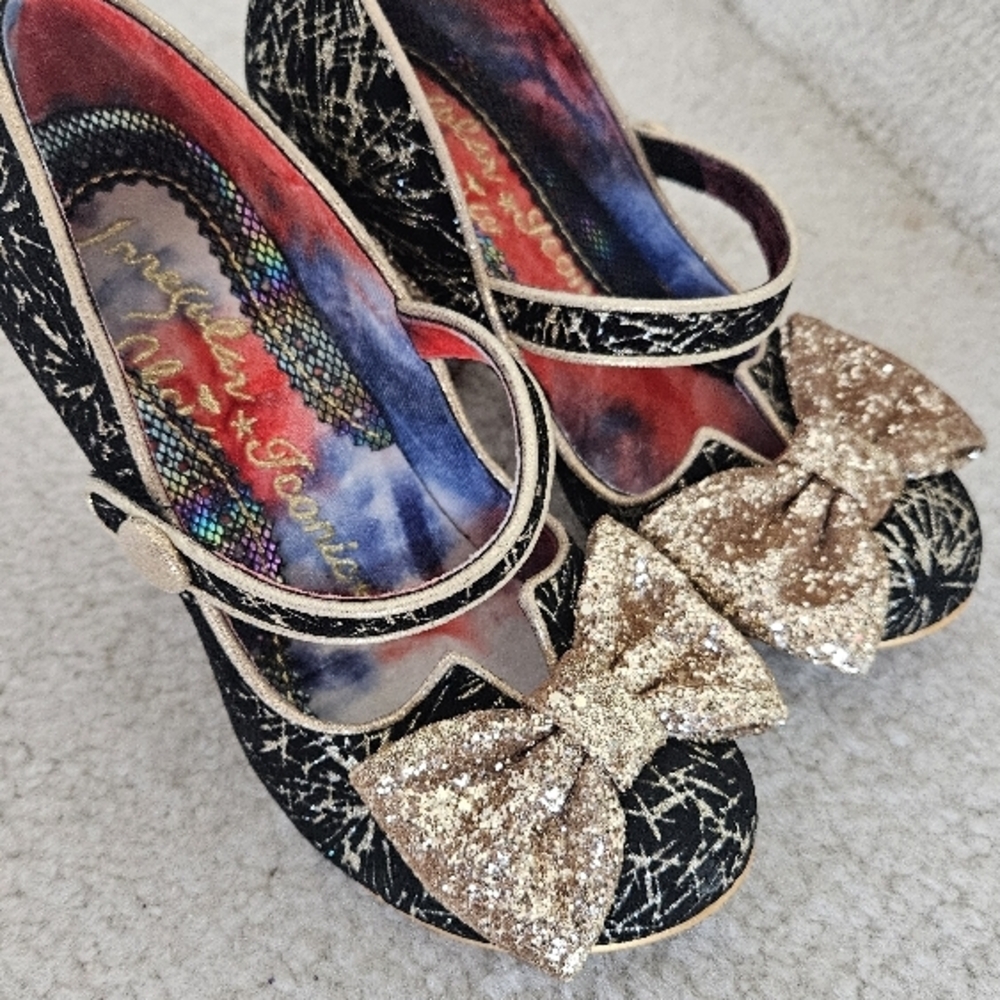 Irregular Choice Black and Gold Women's Shoes